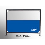 2m x 1.5m - Black Square Tube Cafe Wind Barrier with Plain PVC Panel